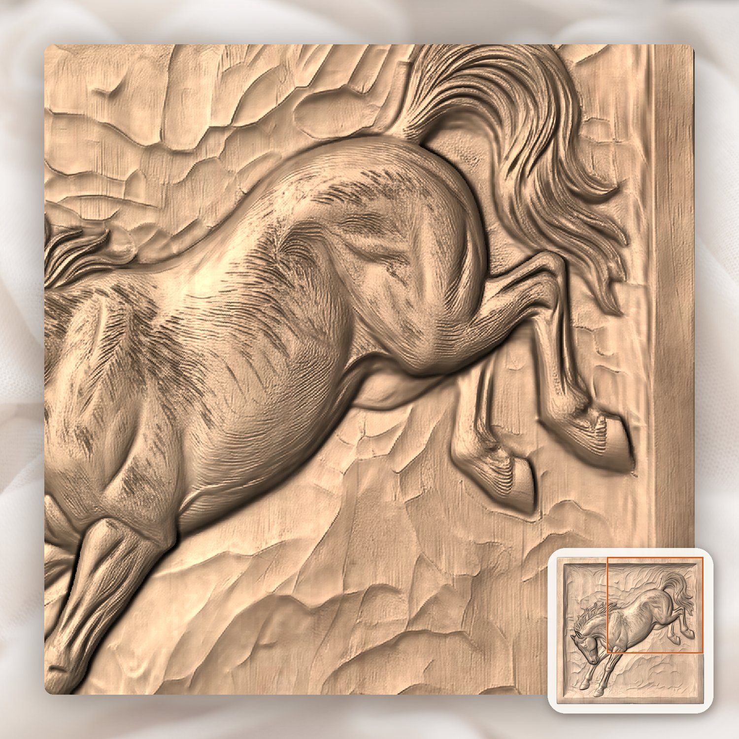 Bucking Stallion Mustang CNC Relief STL bas-relief STL — view 8