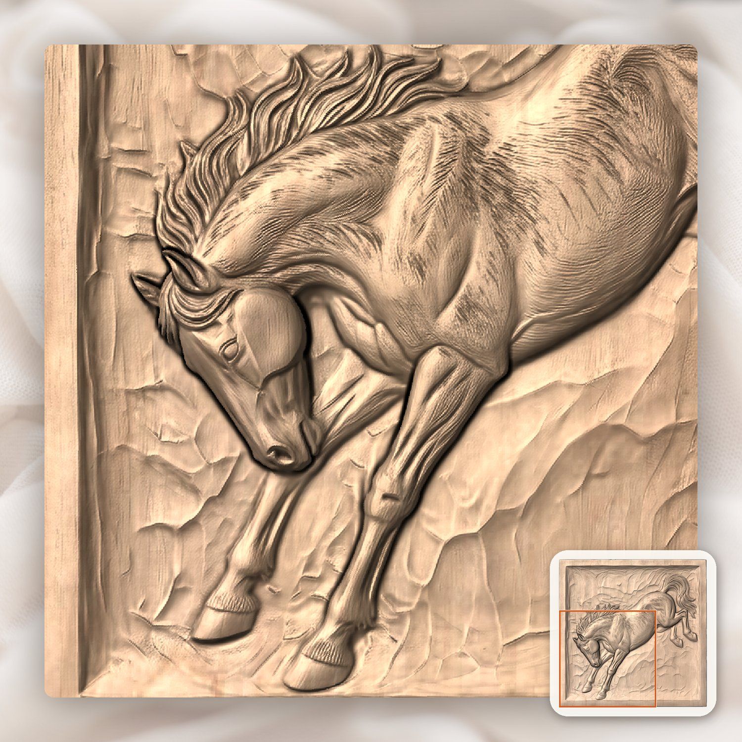 Bucking Stallion Mustang CNC Relief STL bas-relief STL — view 9
