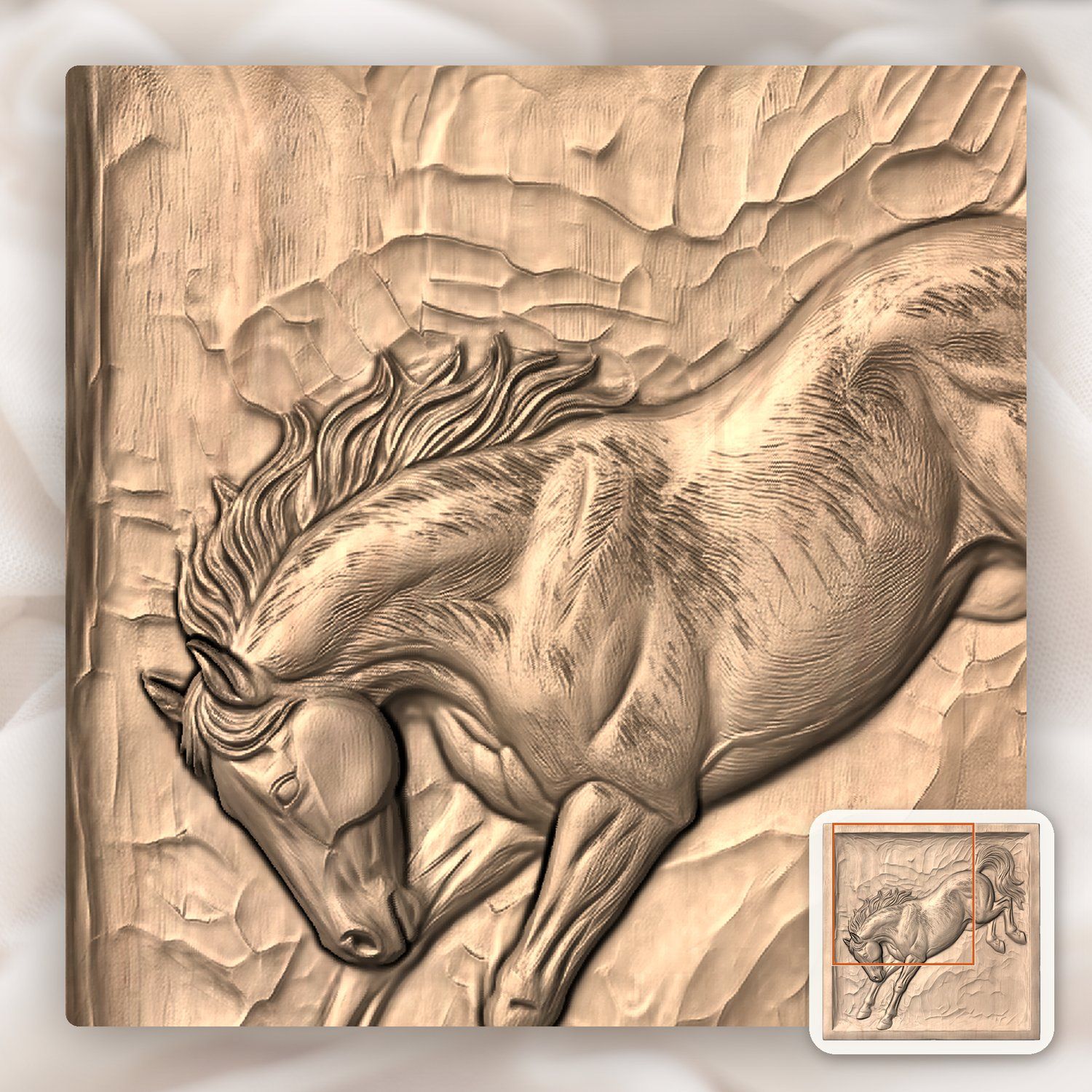 Bucking Stallion Mustang CNC Relief STL bas-relief STL — view 10