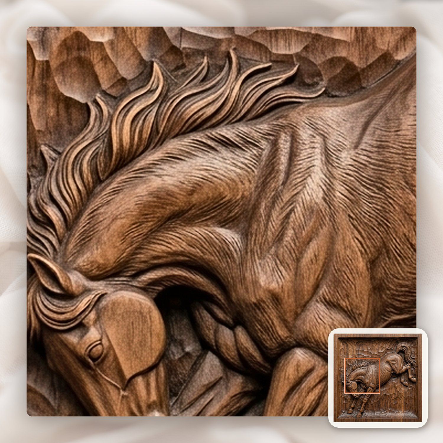 Bucking Stallion Mustang CNC Relief STL bas-relief STL — view 11