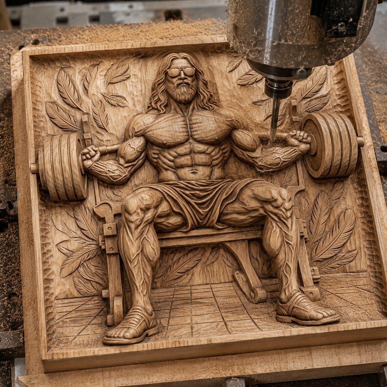 Buff Weightlifting Gym God CNC Relief STL bas-relief STL — view 10