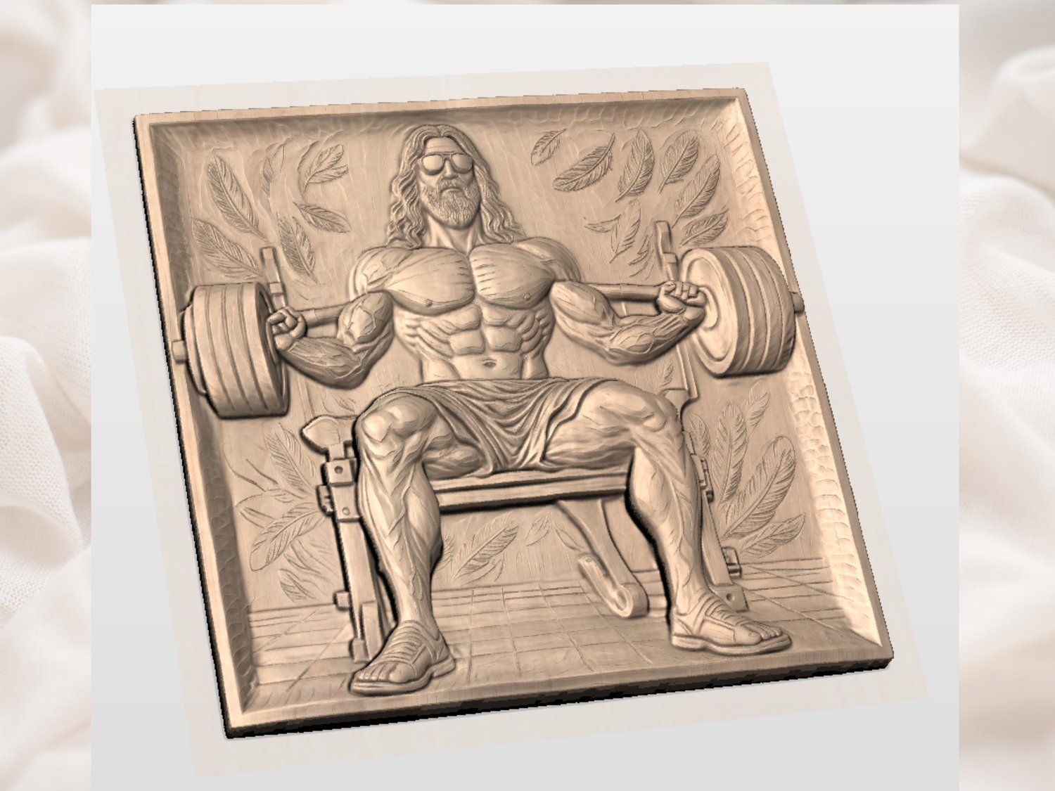 Buff Weightlifting Gym God CNC Relief STL bas-relief STL — view 3