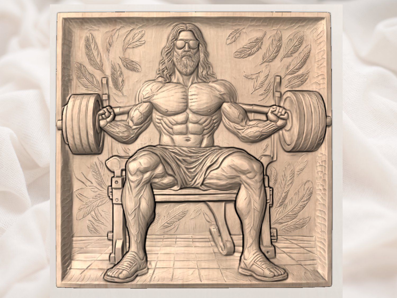 Buff Weightlifting Gym God CNC Relief STL bas-relief STL — view 4