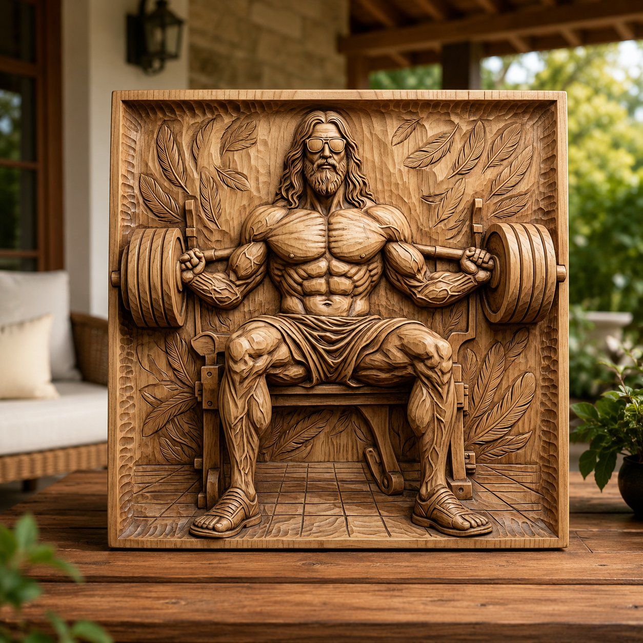 Buff Weightlifting Gym God CNC Relief STL bas-relief STL — view 8