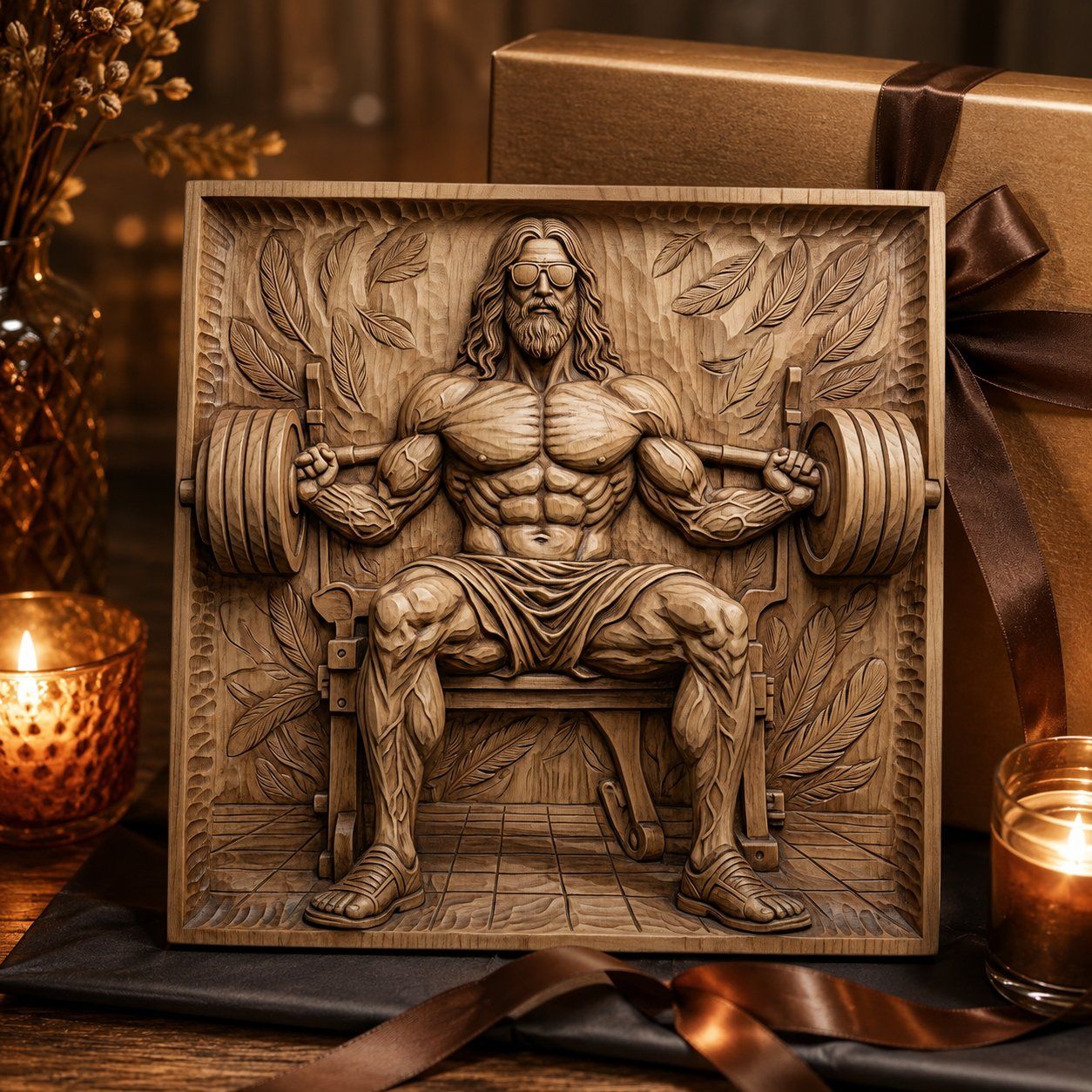 Buff Weightlifting Gym God CNC Relief STL bas-relief STL — view 9
