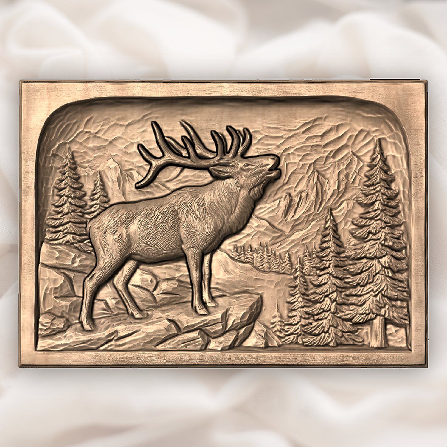 Bugling Bull Elk Mountain Scene CNC Relief STL bas-relief STL — view 5