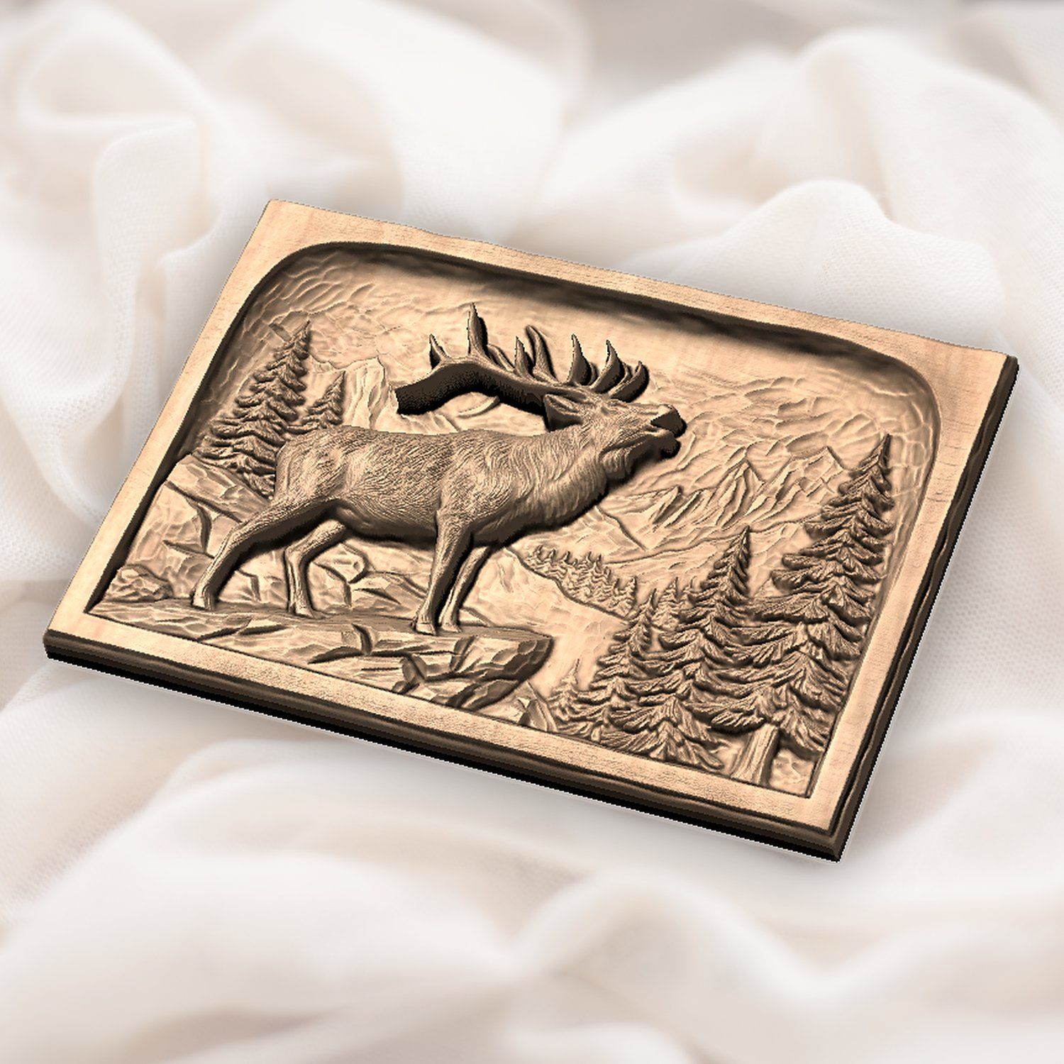Bugling Bull Elk Mountain Scene CNC Relief STL bas-relief STL — view 6