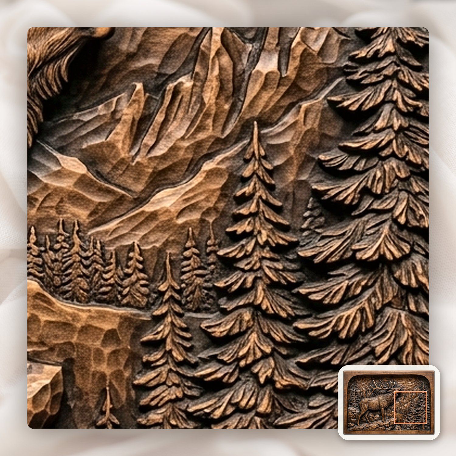 Bugling Bull Elk Mountain Scene CNC Relief STL bas-relief STL — view 11