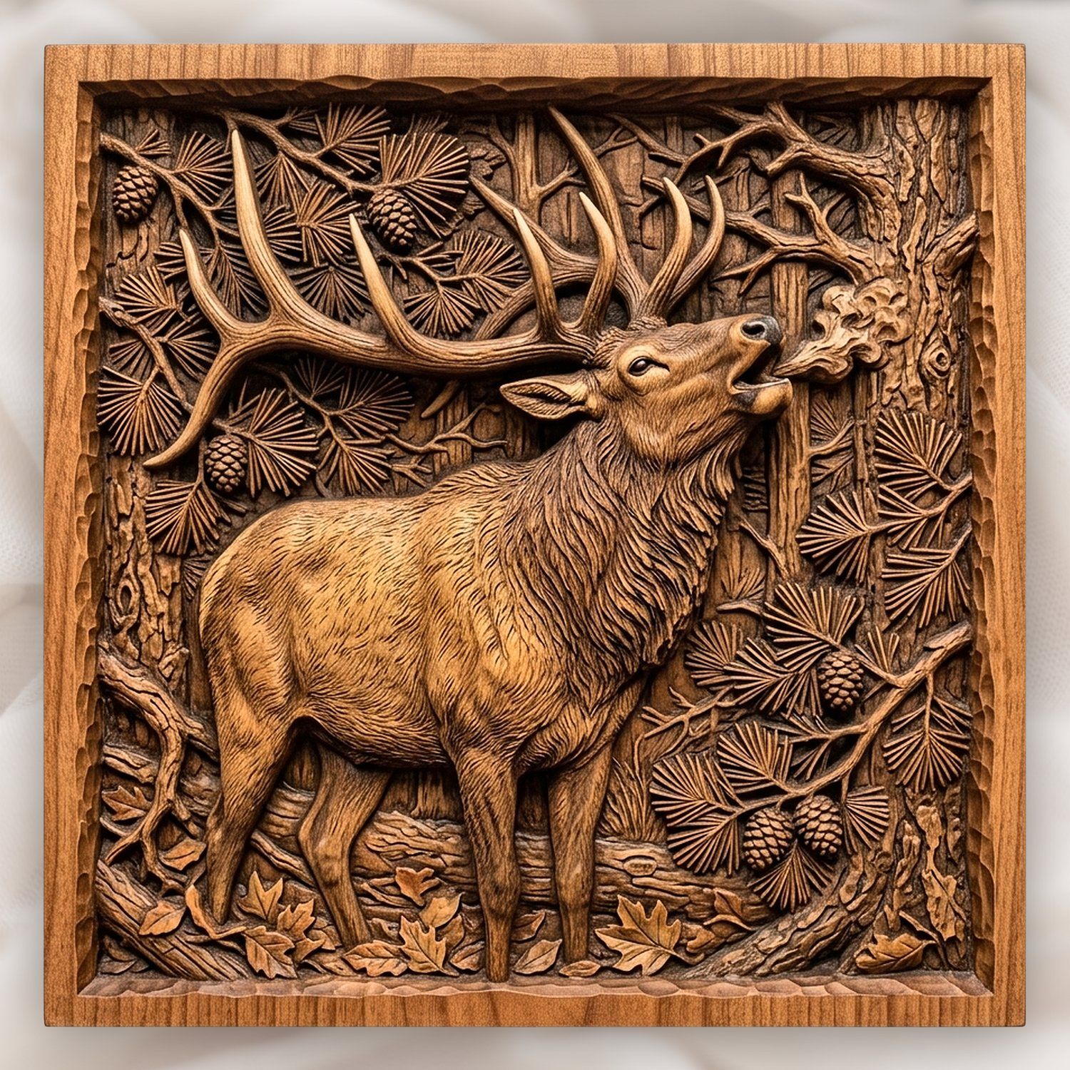 Bugling Elk Forest Wilderness CNC Relief STL bas-relief STL design