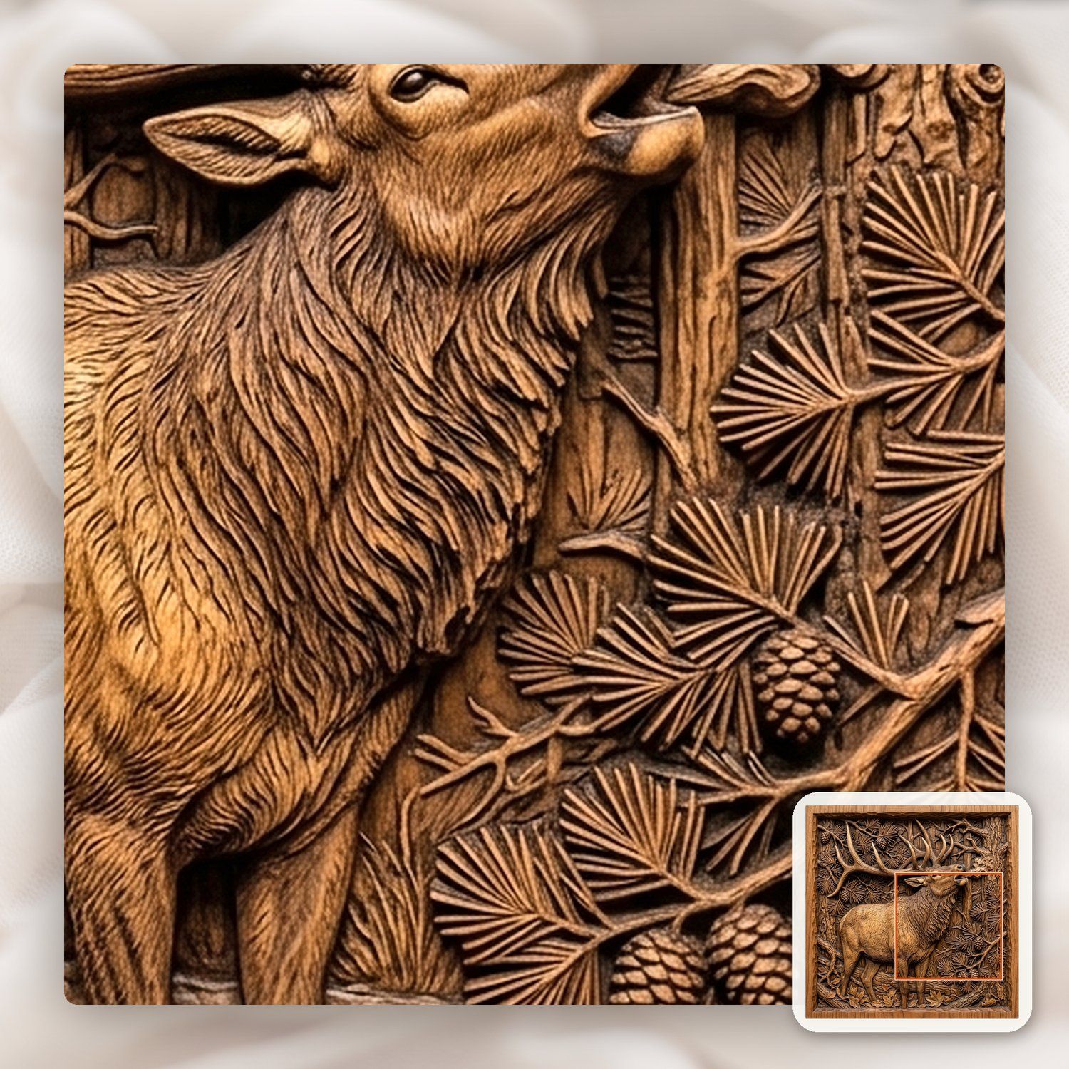 Bugling Elk Forest Wilderness CNC Relief STL bas-relief STL — view 12