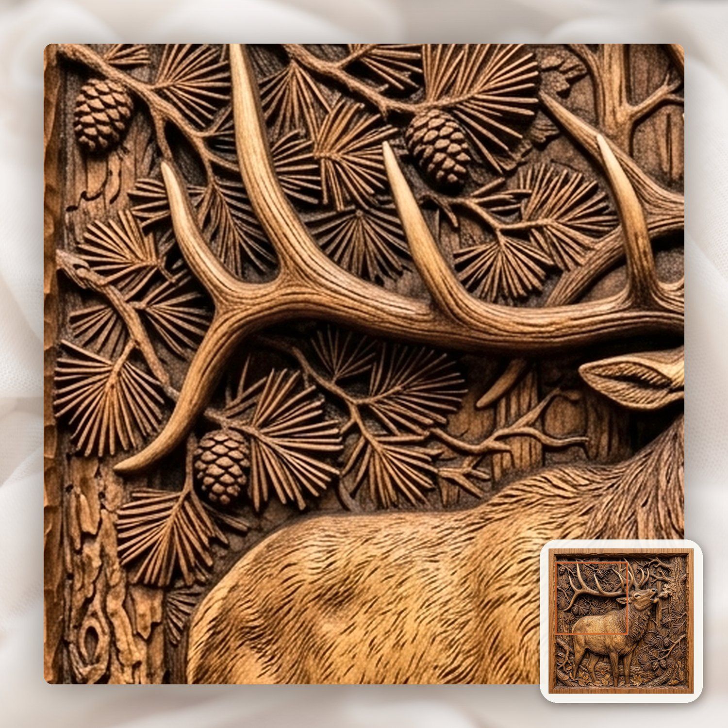 Bugling Elk Forest Wilderness CNC Relief STL bas-relief STL — view 13