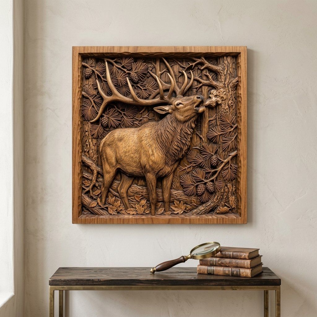 Bugling Elk Forest Wilderness CNC Relief STL bas-relief STL — view 14
