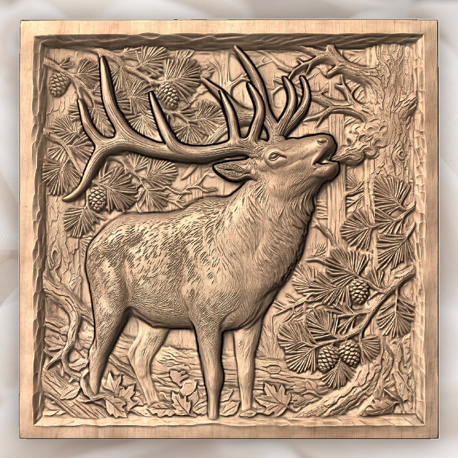 Bugling Elk Forest Wilderness CNC Relief STL bas-relief STL — view 4