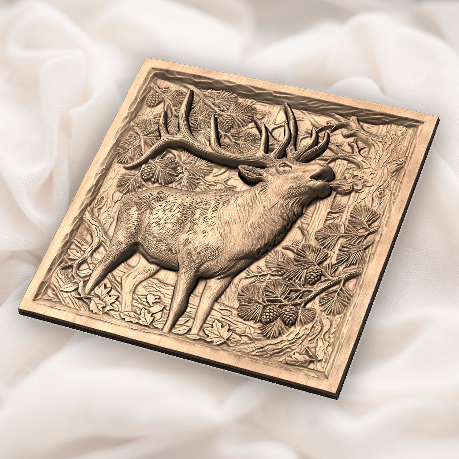 Bugling Elk Forest Wilderness CNC Relief STL bas-relief STL — view 5