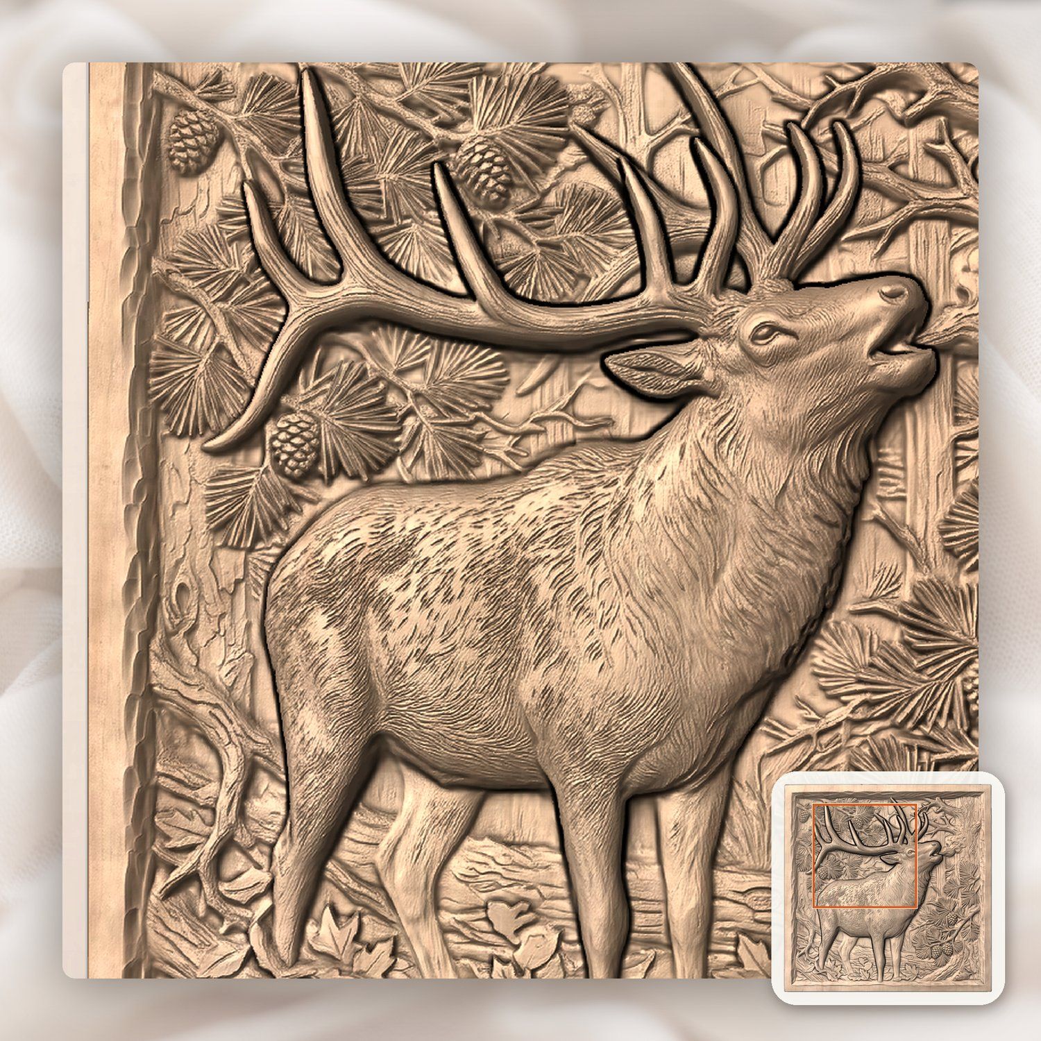Bugling Elk Forest Wilderness CNC Relief STL bas-relief STL — view 6