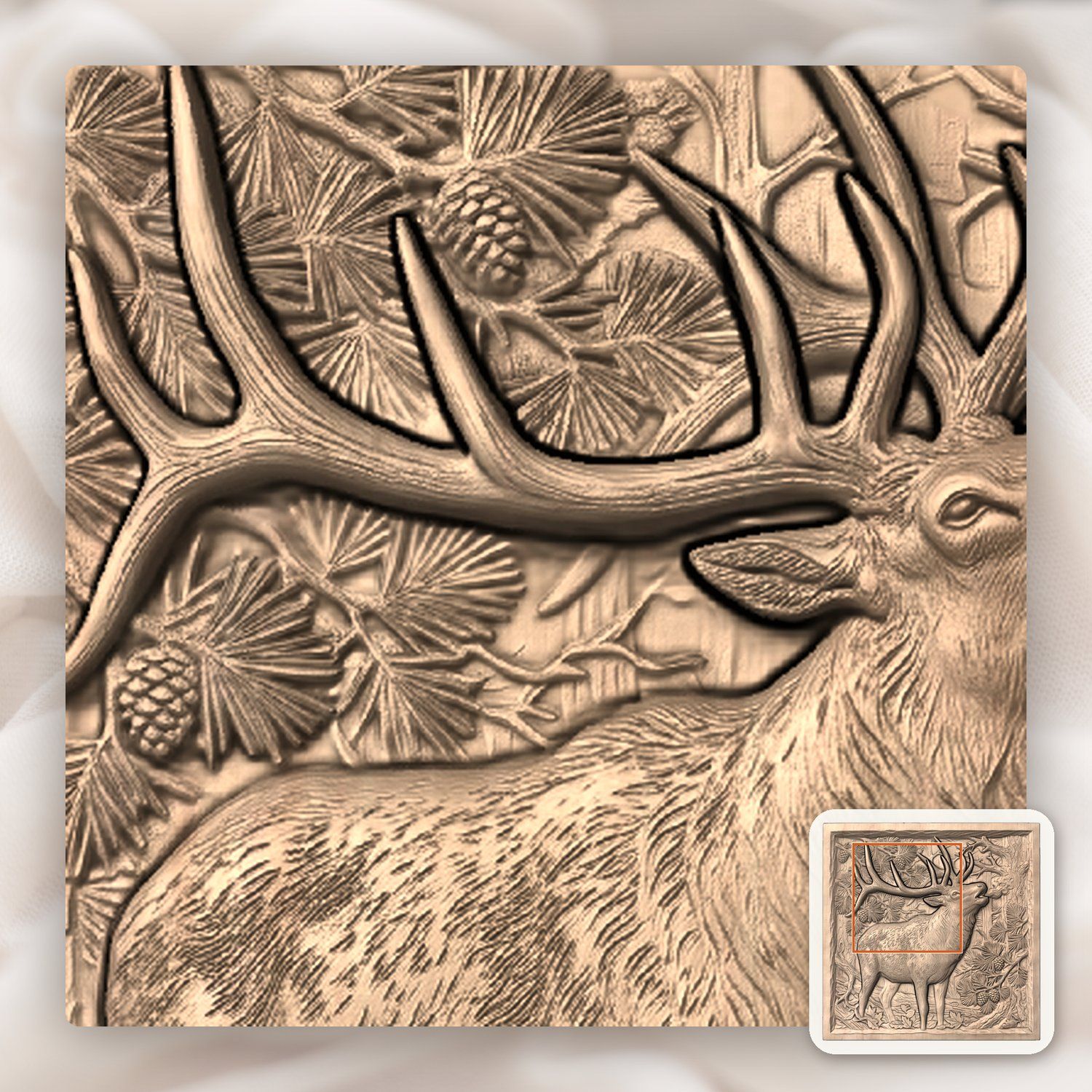 Bugling Elk Forest Wilderness CNC Relief STL bas-relief STL — view 7