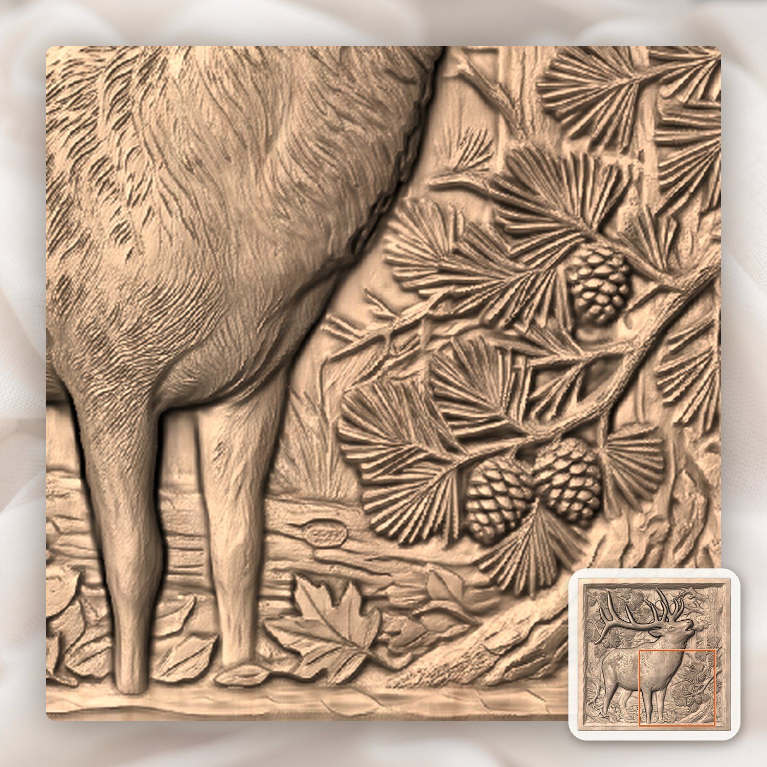 Bugling Elk Forest Wilderness CNC Relief STL bas-relief STL — view 8