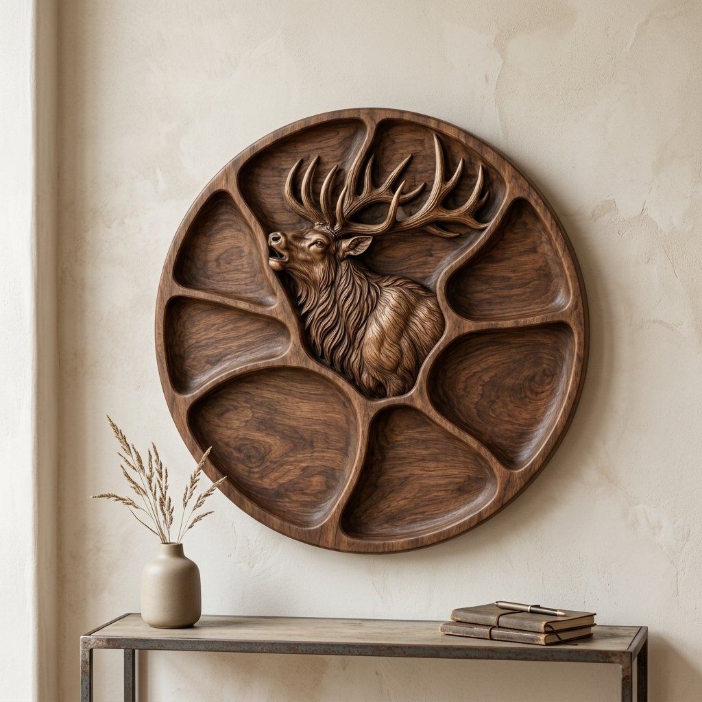 Bugling Elk Platter CNC Relief STL bas-relief STL — view 14