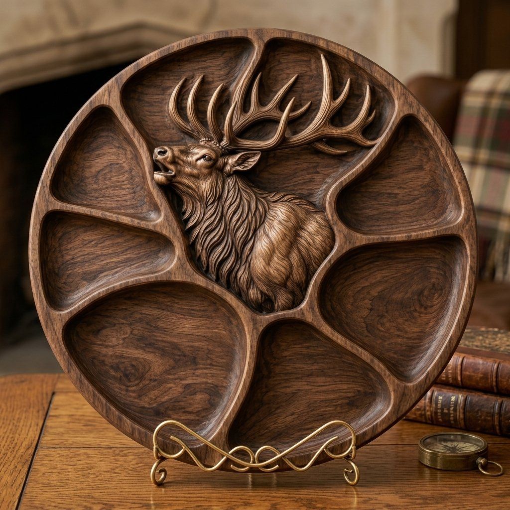 Bugling Elk Platter CNC Relief STL bas-relief STL — view 15