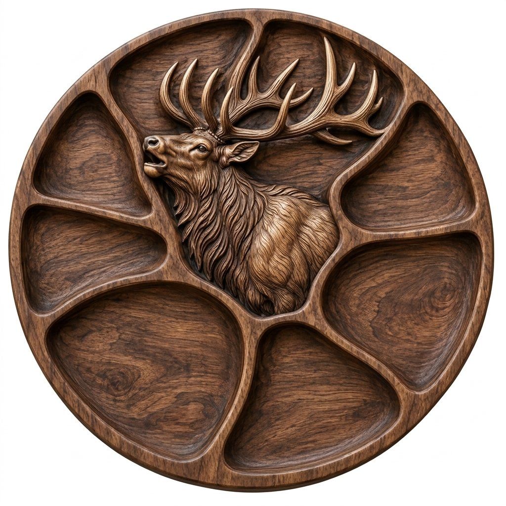 Bugling Elk Platter CNC Relief STL bas-relief STL — view 3