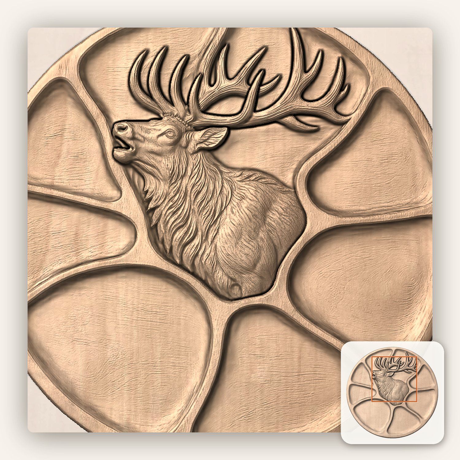 Bugling Elk Platter CNC Relief STL bas-relief STL — view 6