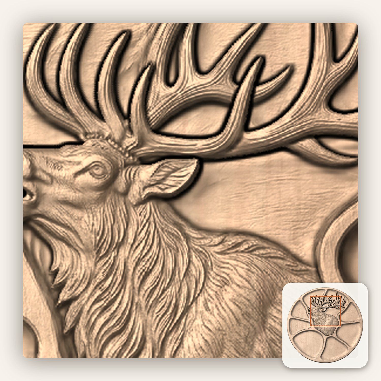 Bugling Elk Platter CNC Relief STL bas-relief STL — view 7