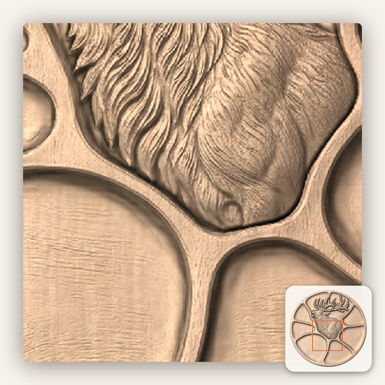 Bugling Elk Platter CNC Relief STL bas-relief STL — view 8