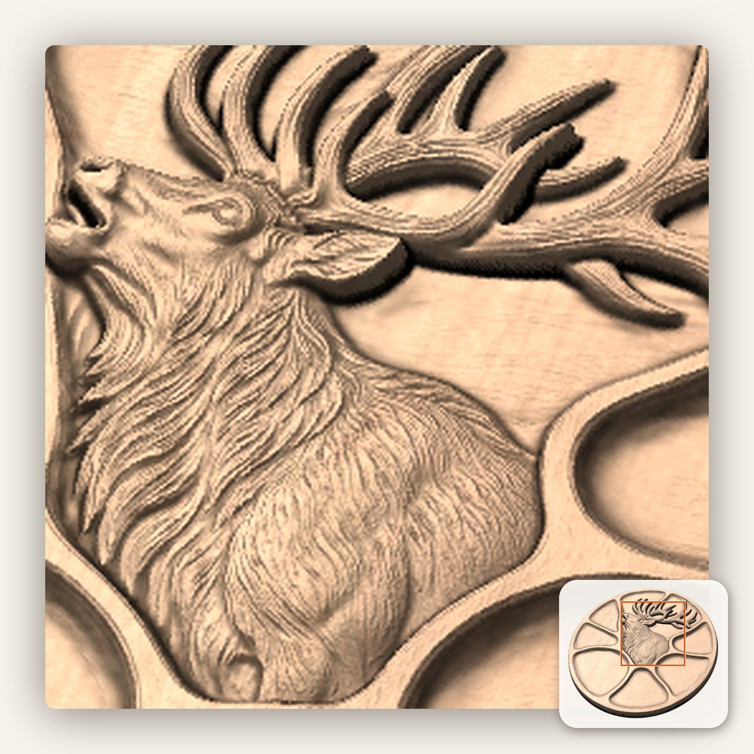 Bugling Elk Platter CNC Relief STL bas-relief STL — view 9