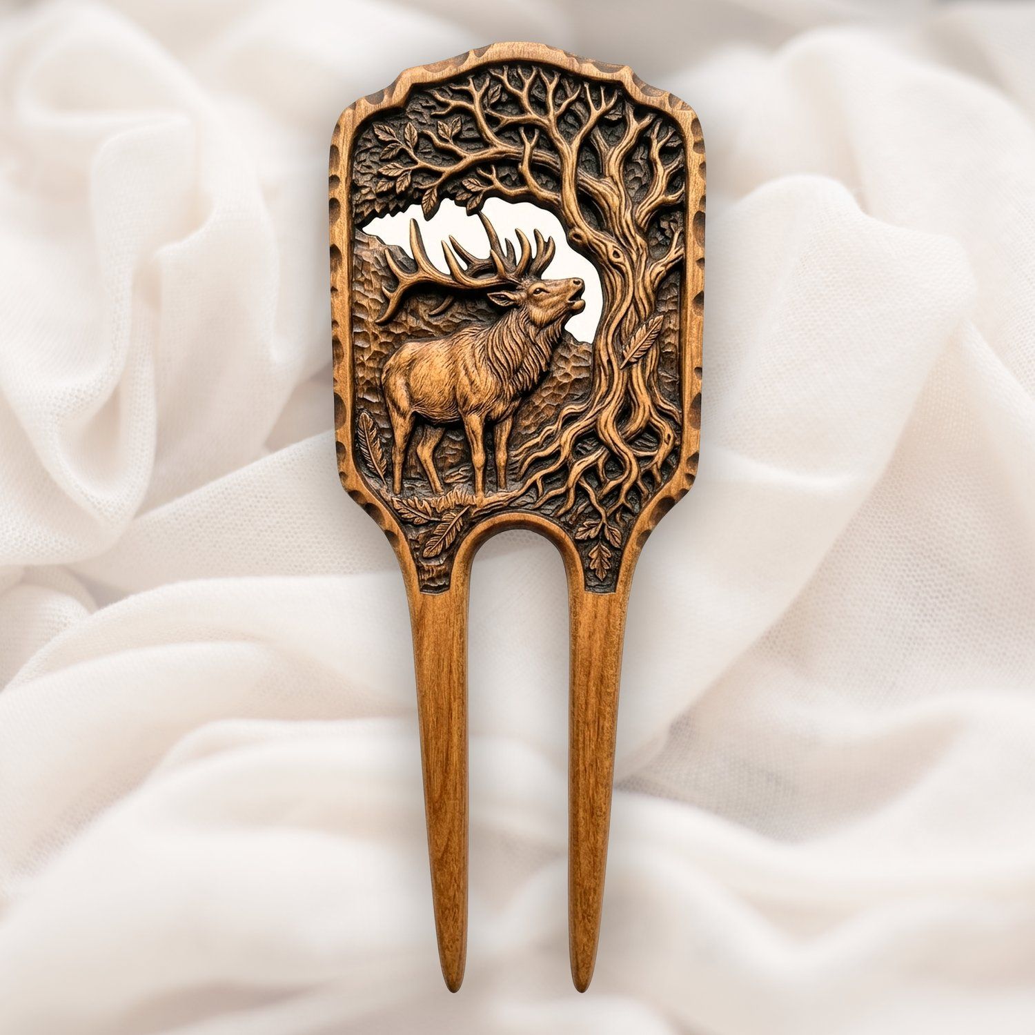 Bugling Elk Tree of Life Hair Fork CNC Relief STL bas-relief STL — view 5