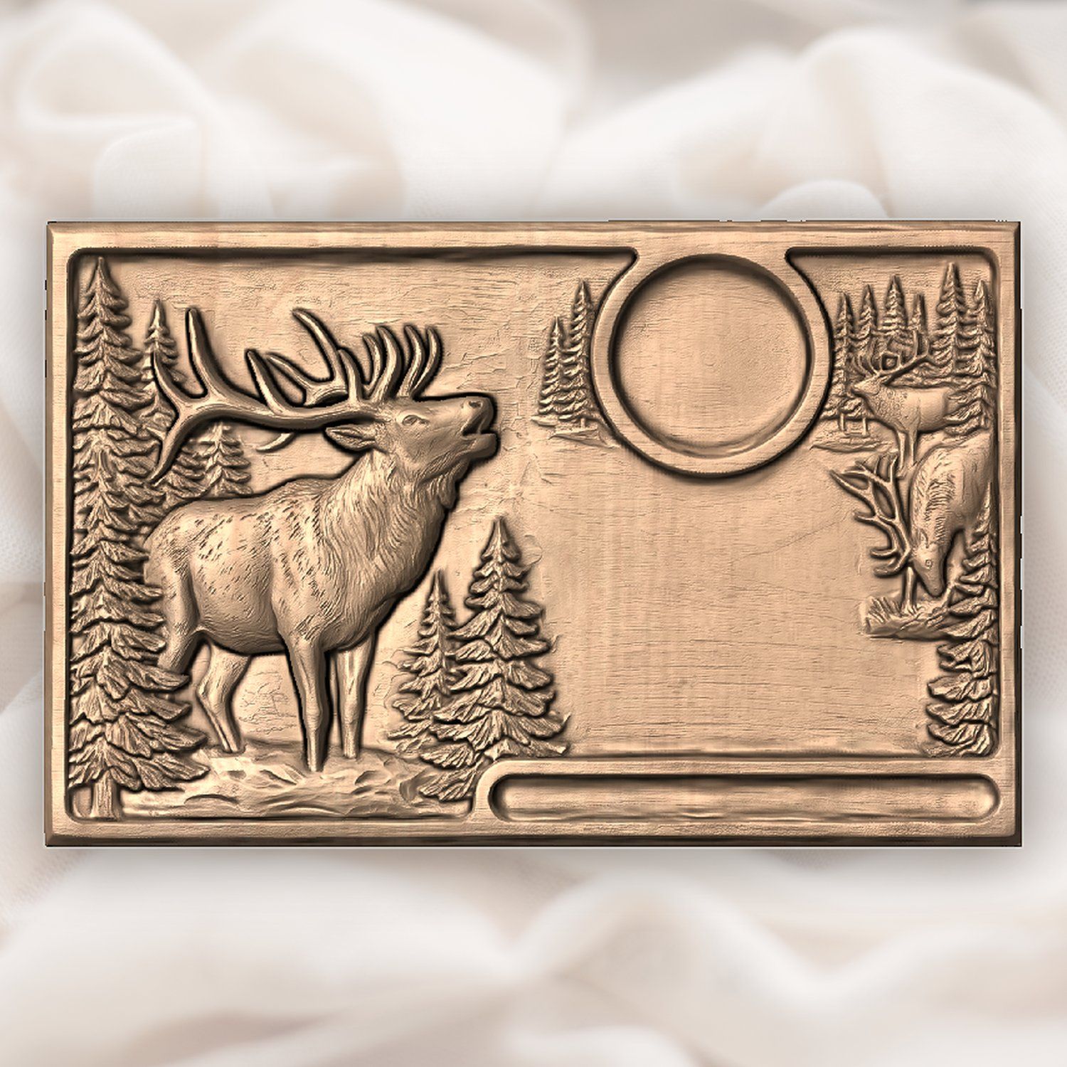 Bugling Elk Wildlife Sofa Arm Tray Top CNC Relief STL bas-relief STL — view 4