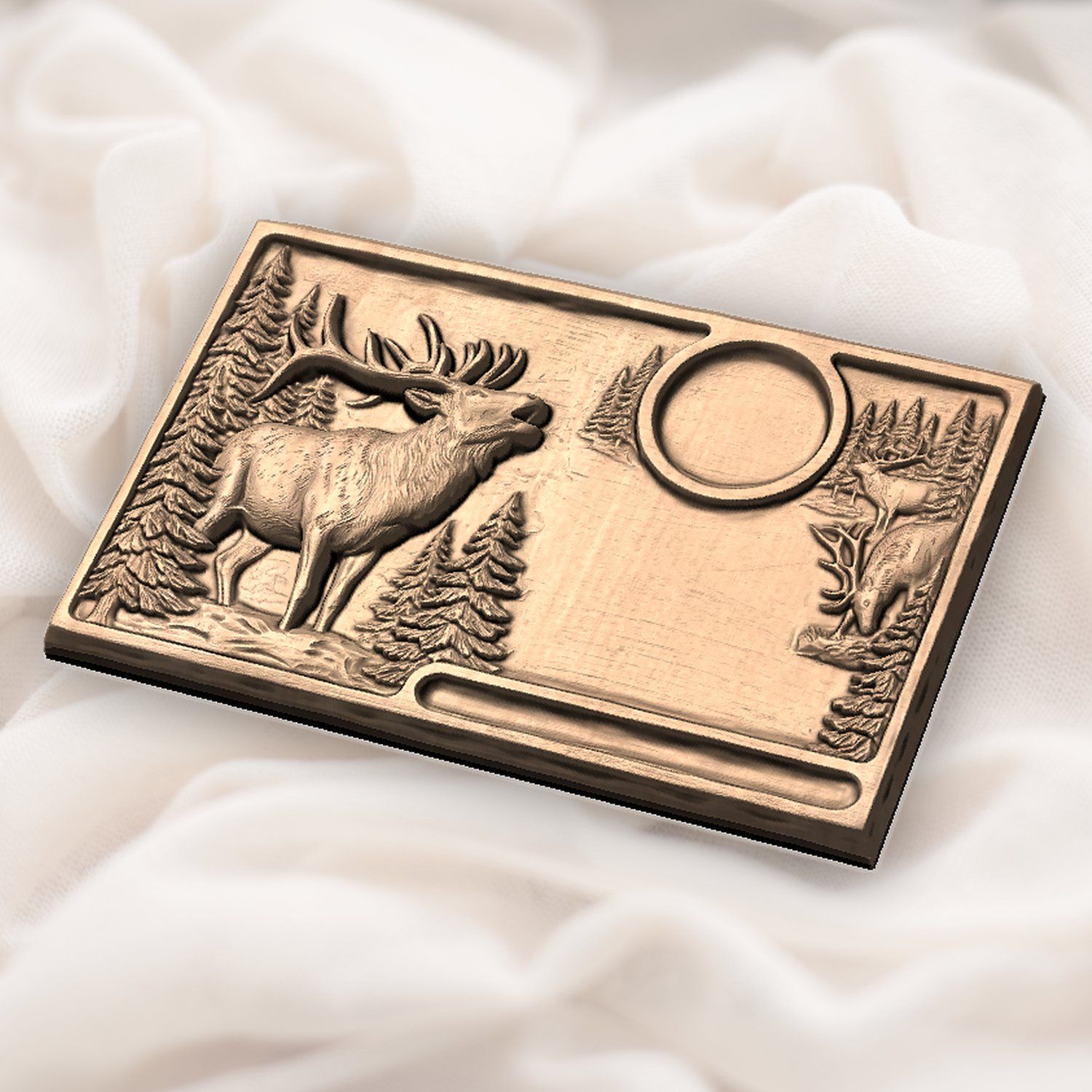 Bugling Elk Wildlife Sofa Arm Tray Top CNC Relief STL bas-relief STL — view 5