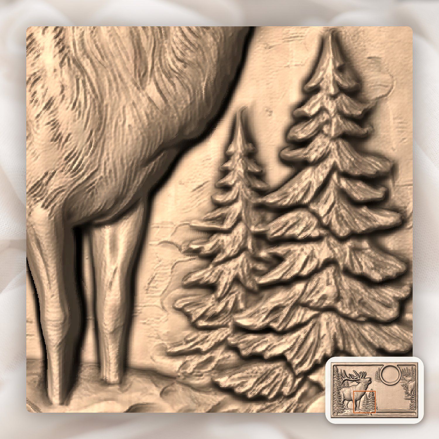 Bugling Elk Wildlife Sofa Arm Tray Top CNC Relief STL bas-relief STL — view 6