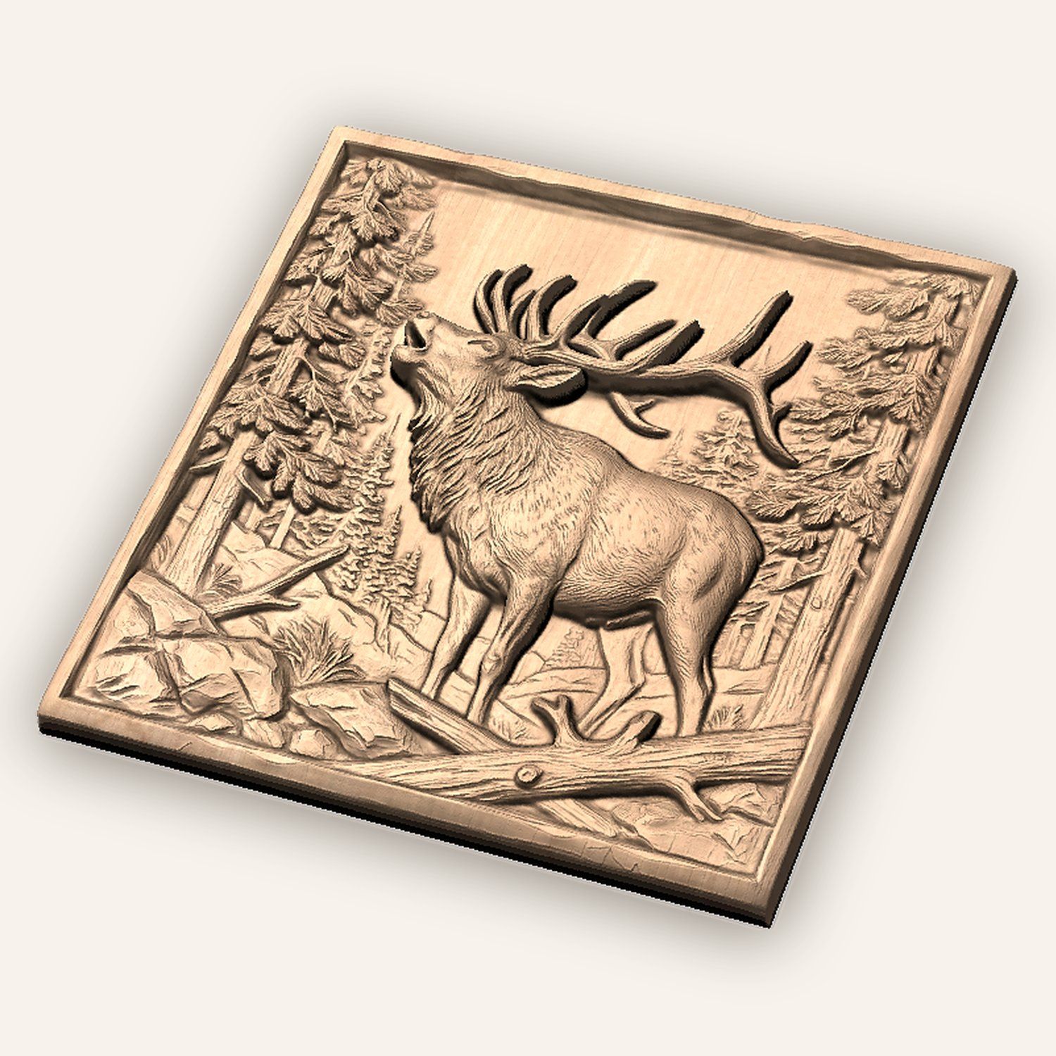 Bull Elk Forest Bugle CNC Relief STL bas-relief STL — view 5