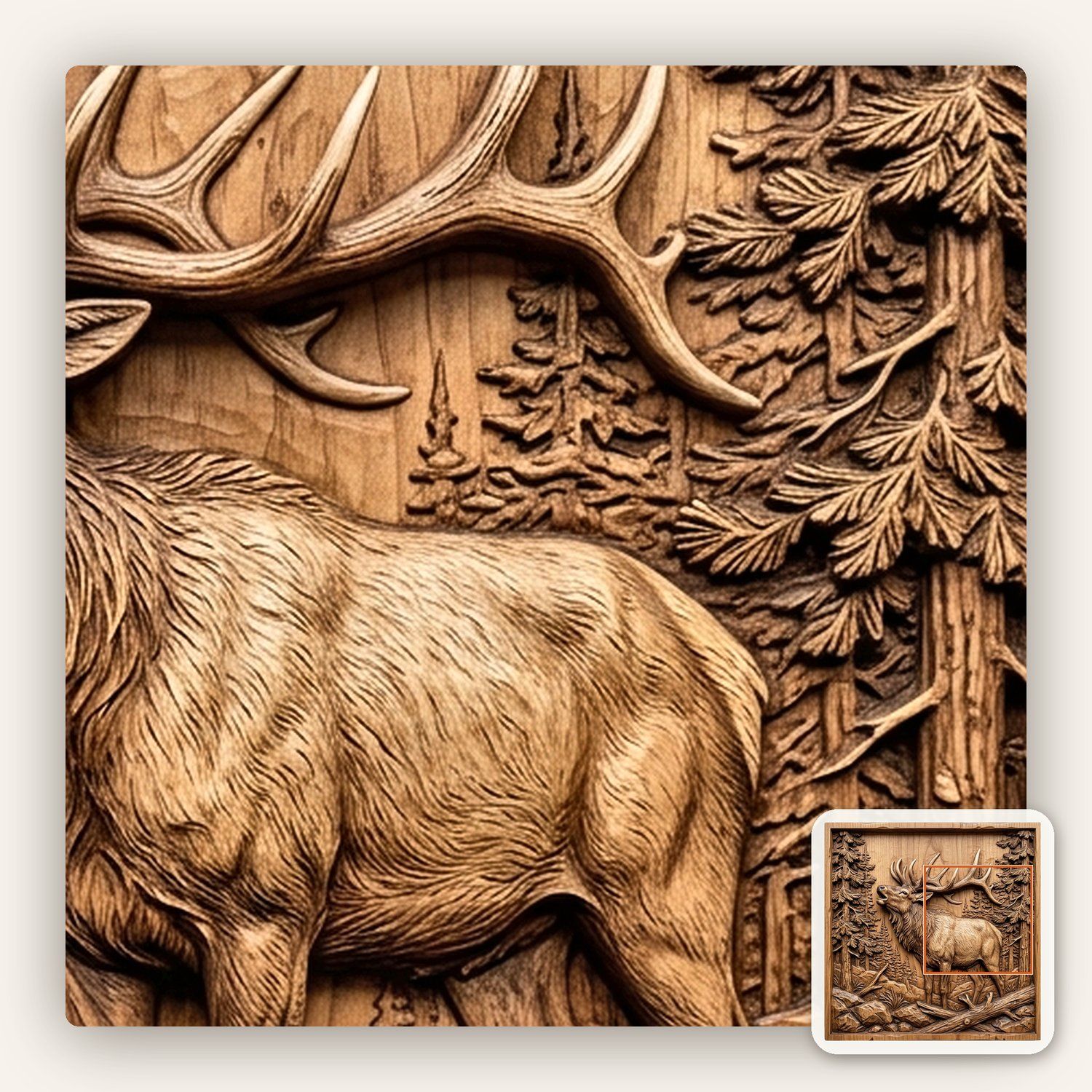 Bull Elk Forest Bugle CNC Relief STL bas-relief STL — view 11