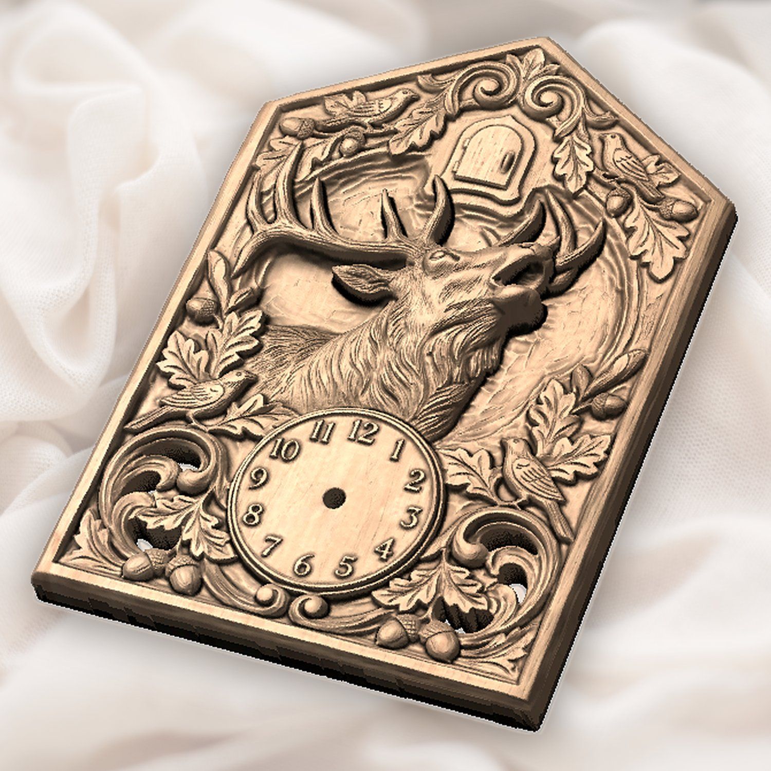 Bull Elk Wildlife Cuckoo Clock Front CNC Relief STL bas-relief STL — view 5
