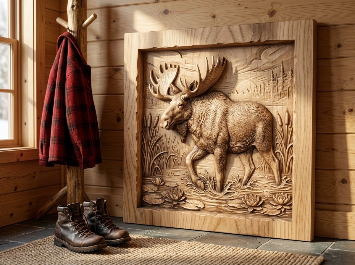 Bull Moose Marshland Sunrise CNC Relief STL bas-relief STL — view 12