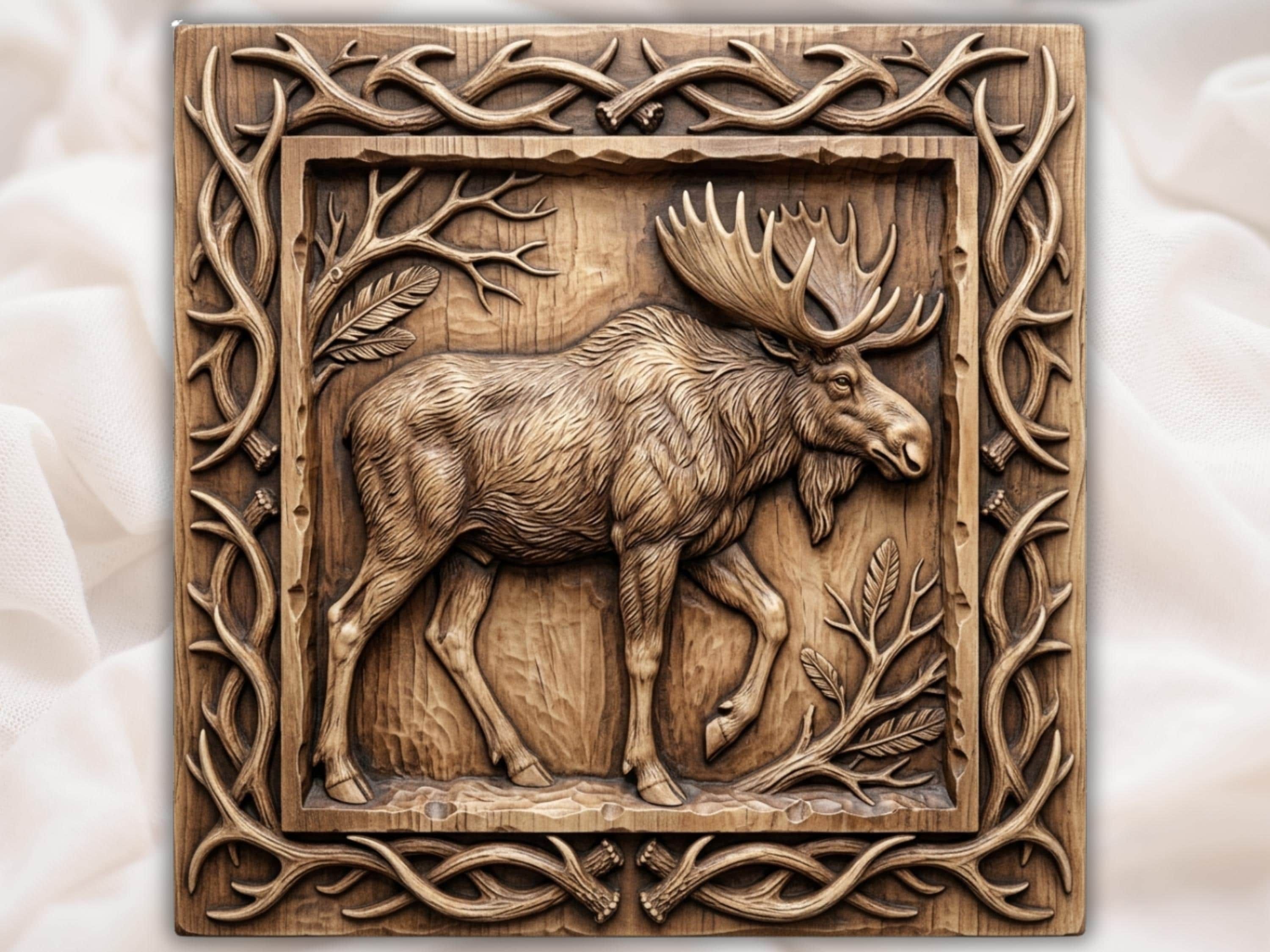Bull Moose Relief for CNC Router bas-relief STL file for CNC router, laser engraver & 3D printing