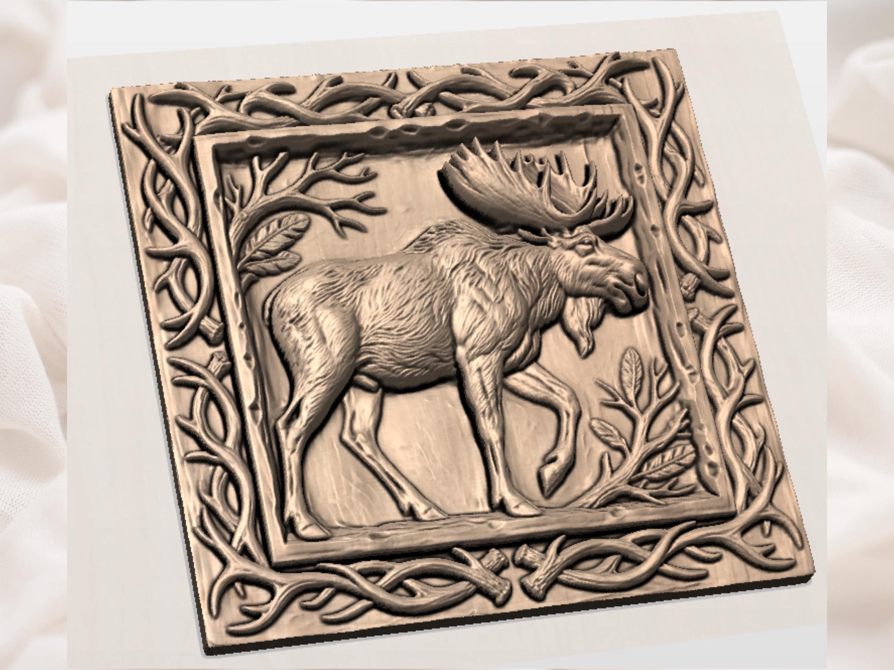 Bull Moose Relief for CNC Router bas-relief STL — view 4