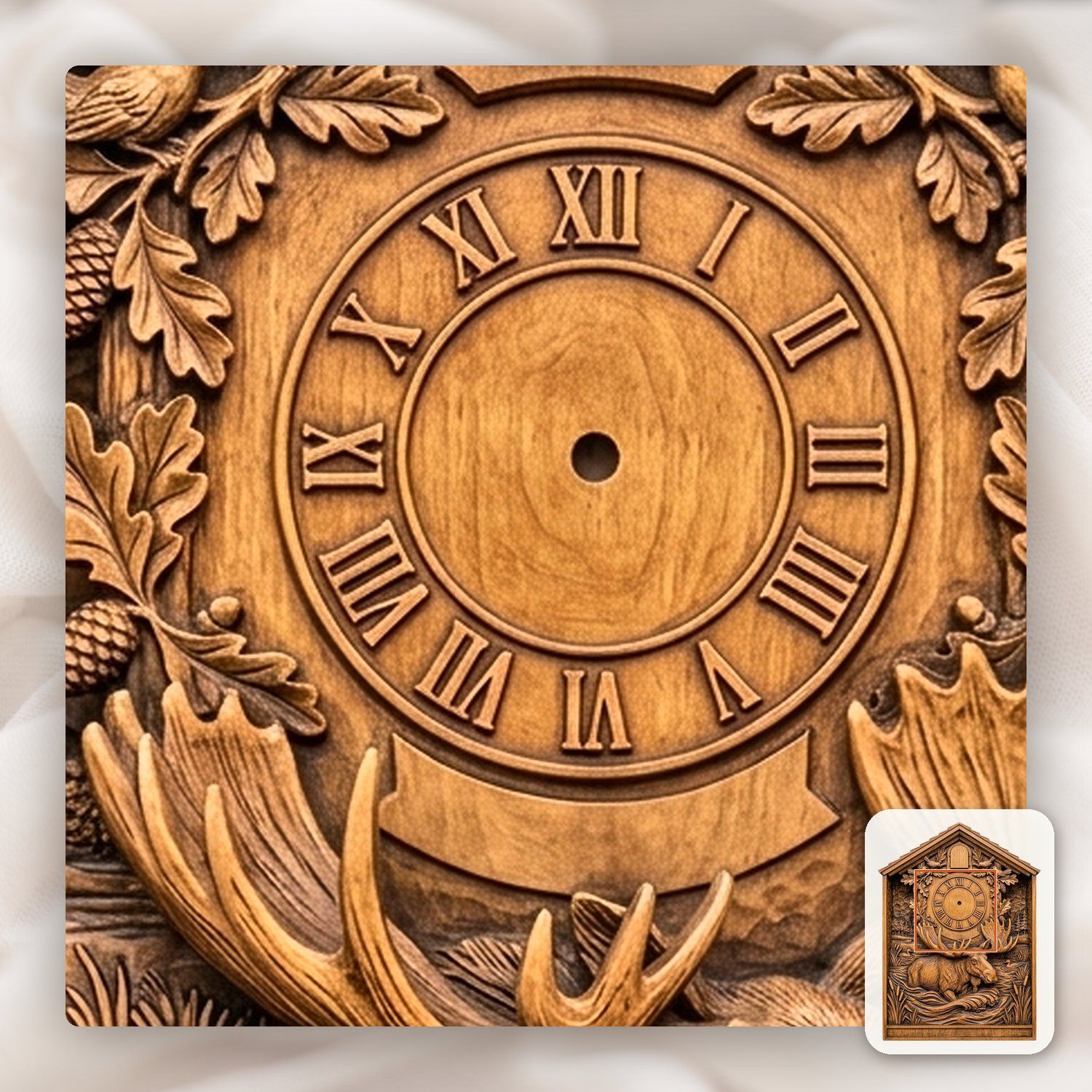 Bull Moose Wildlife Cuckoo Clock Front CNC Relief STL bas-relief STL — view 10