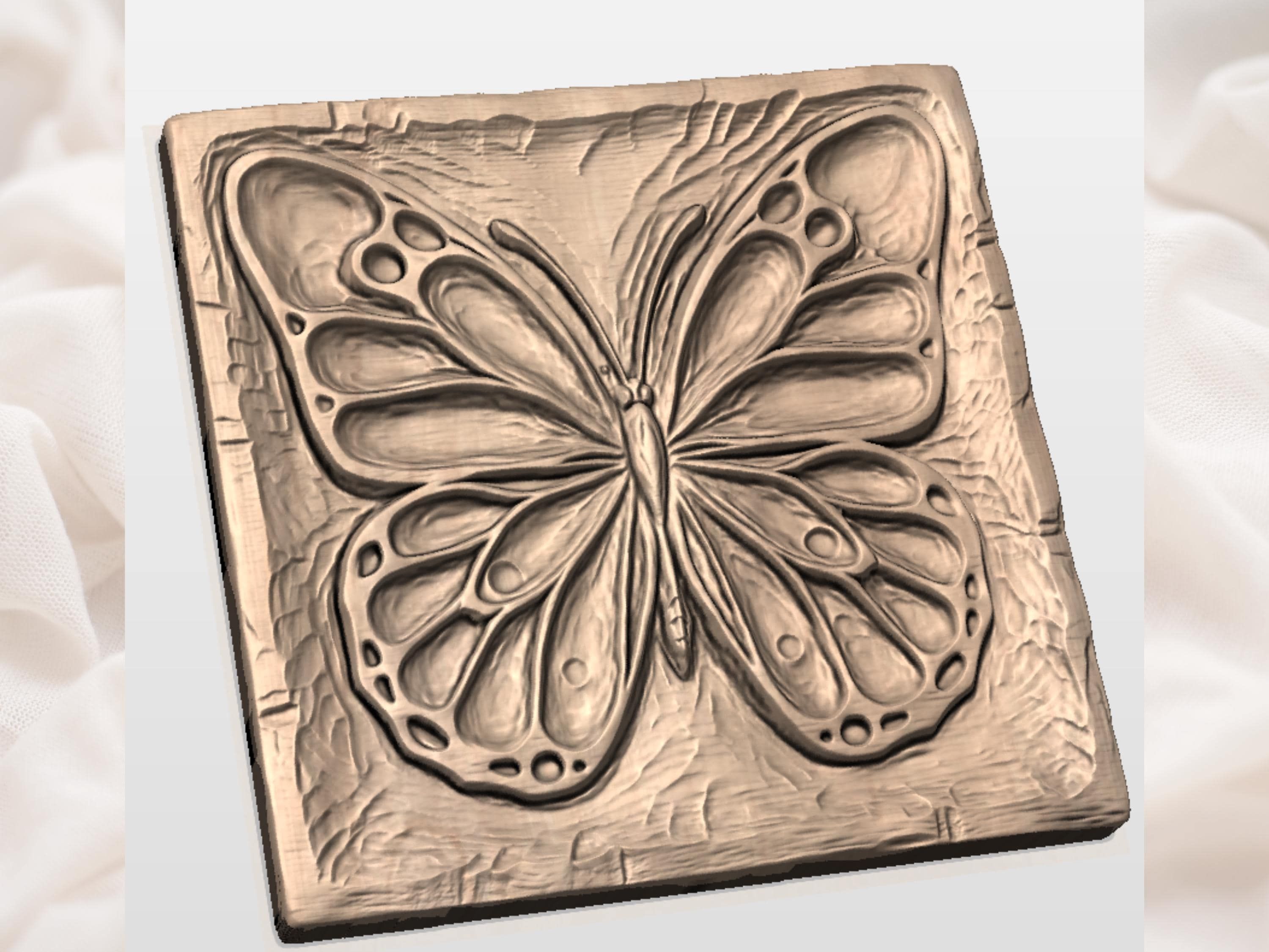 Symmetrical Butterfly Bas-Relief STL for CNC Wing Wall Art bas-relief STL — view 2