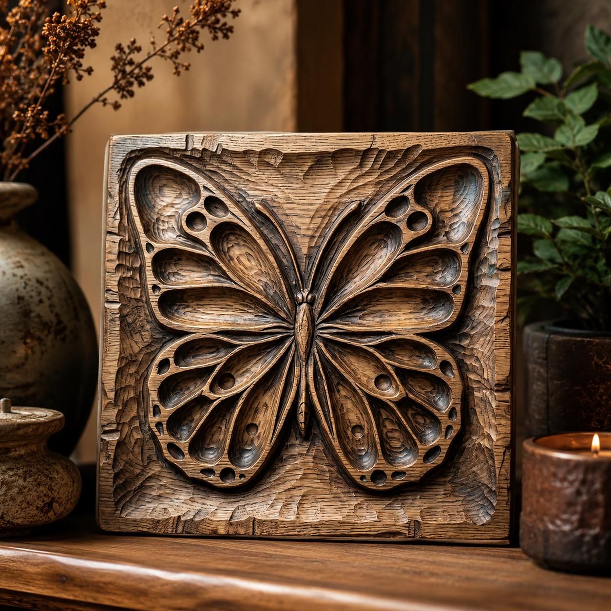 Symmetrical Butterfly Bas-Relief STL for CNC Wing Wall Art bas-relief STL — view 3