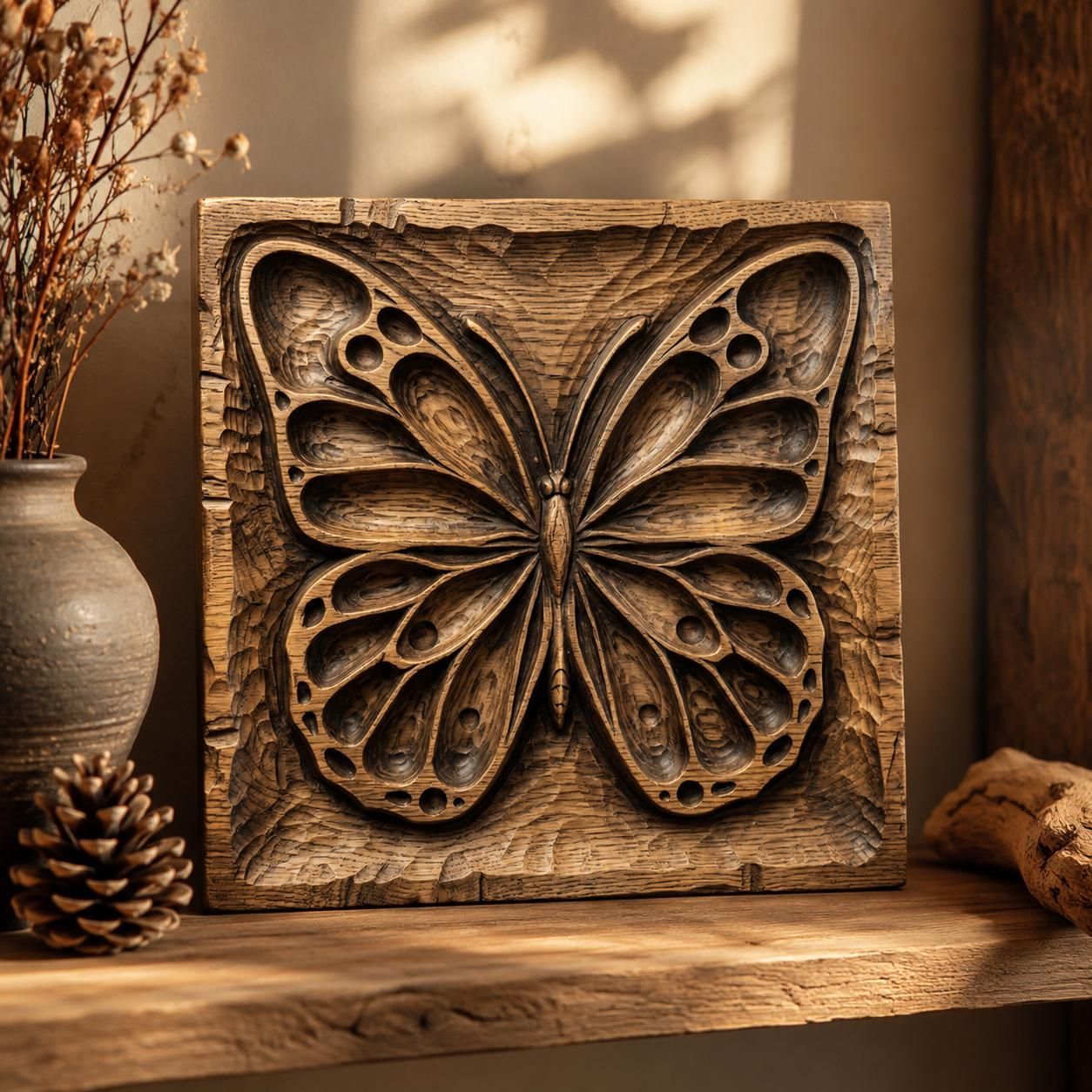 Symmetrical Butterfly Bas-Relief STL for CNC Wing Wall Art bas-relief STL — view 6