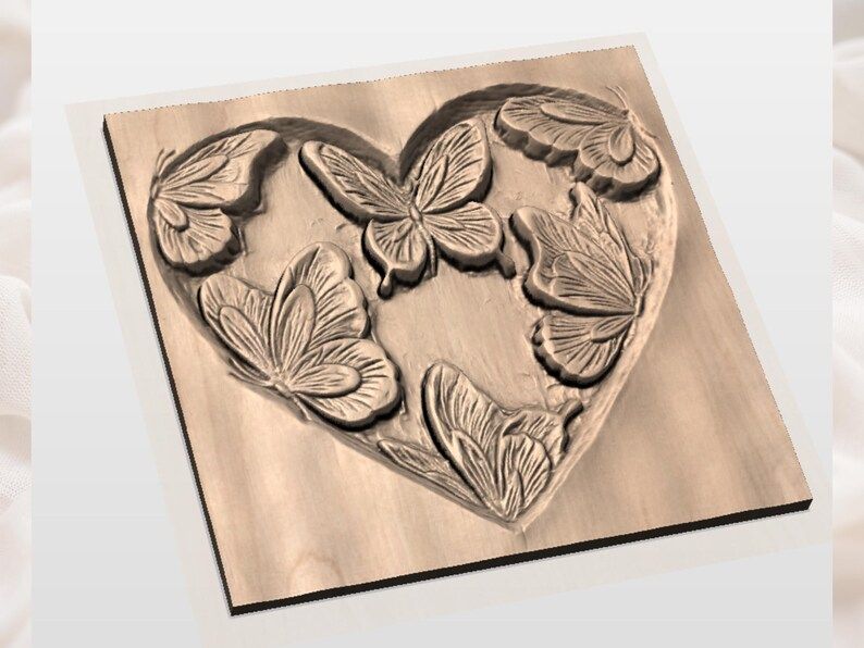 Butterfly Heart Bas-Relief STL for CNC, Laser and 3D Print bas-relief STL — view 2