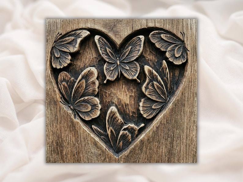 Butterfly Heart Bas-Relief STL