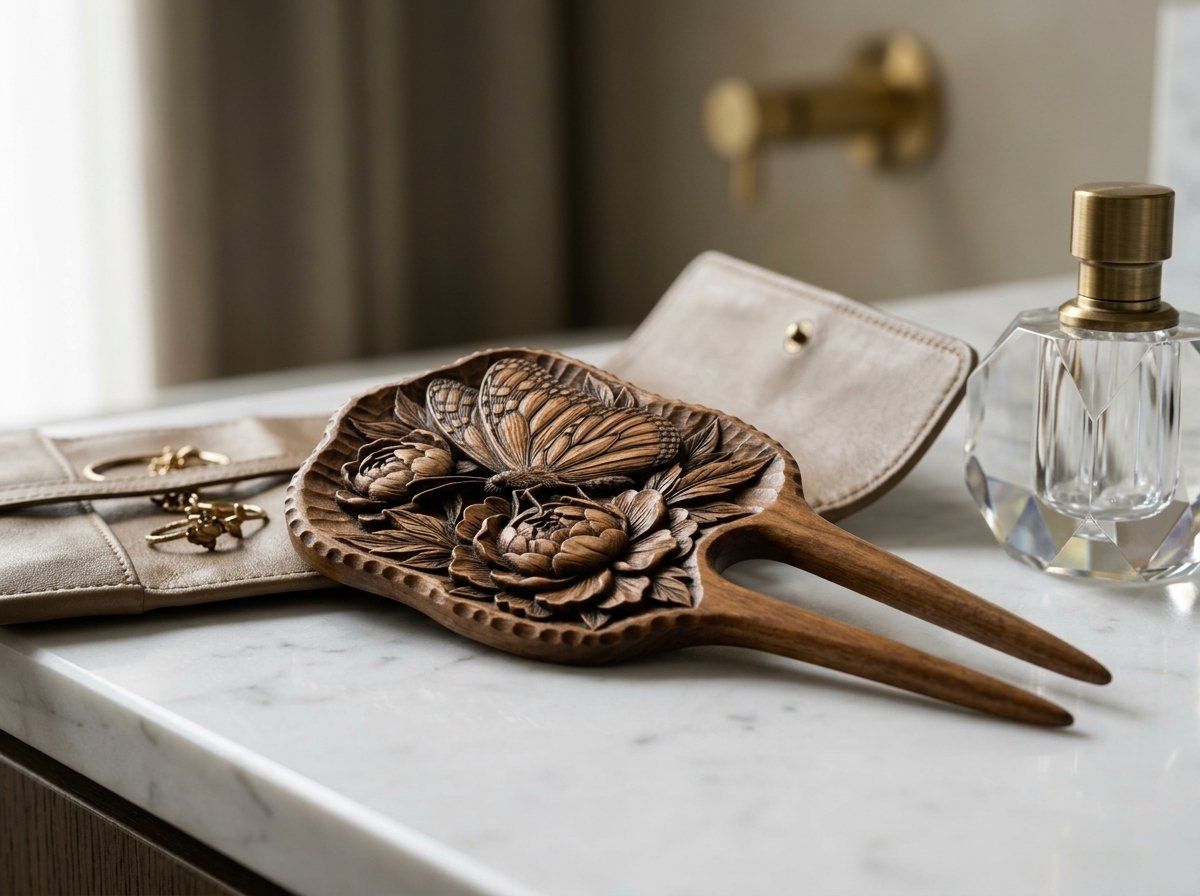 Butterfly Peonies Hair Fork CNC Relief STL bas-relief STL — view 12
