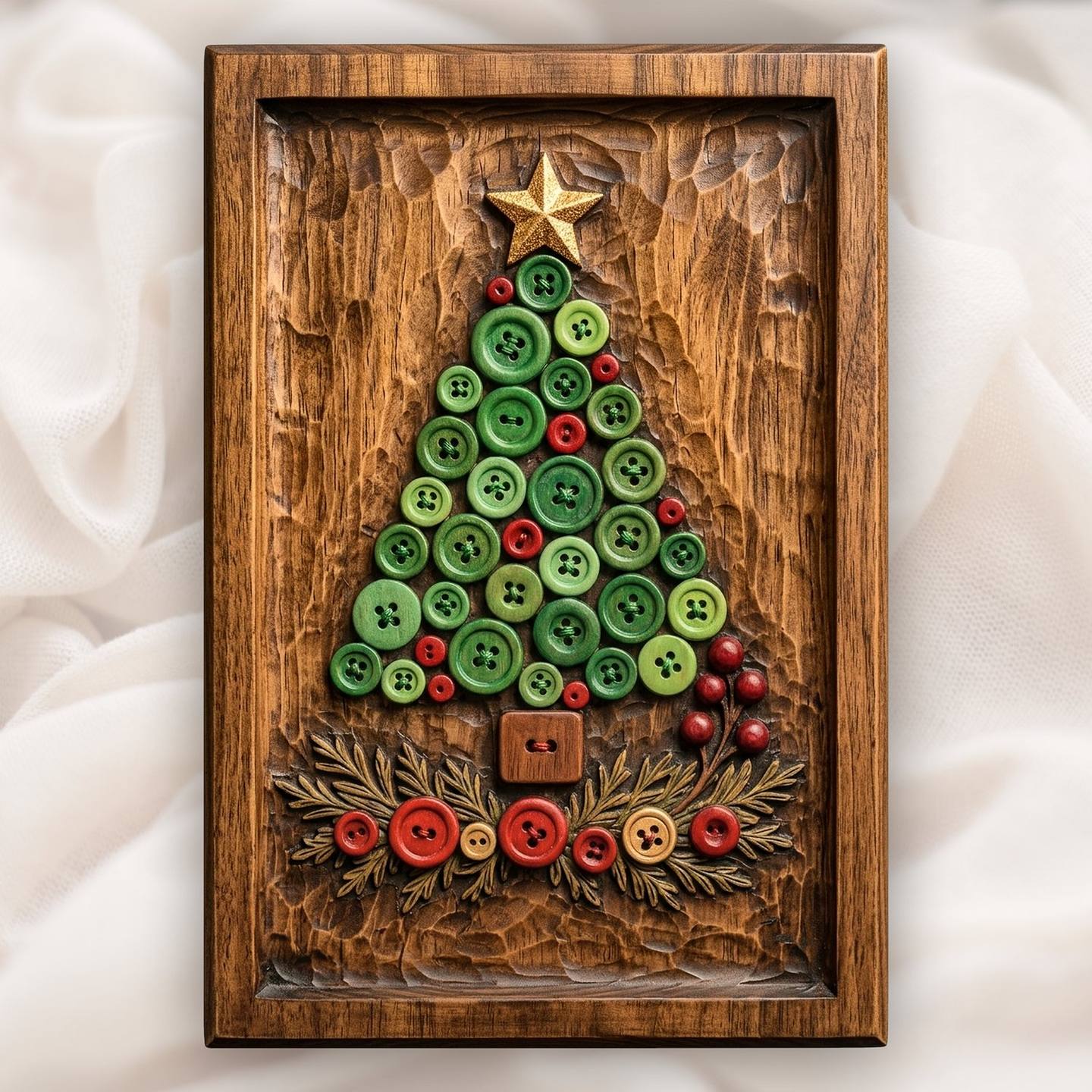 Button Christmas Tree Decor CNC Relief STL