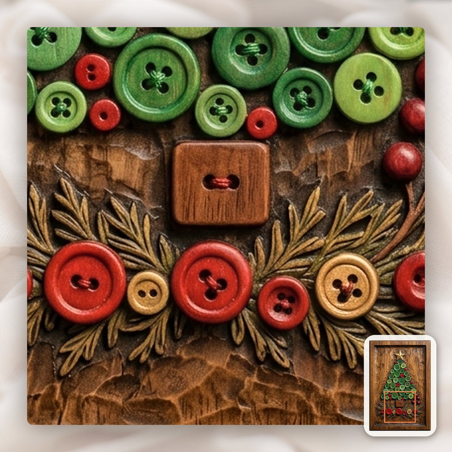 Button Christmas Tree Decor CNC Relief STL bas-relief STL — view 12