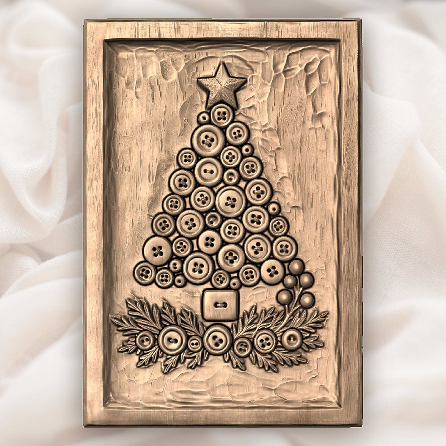 Button Christmas Tree Decor CNC Relief STL bas-relief STL — view 5