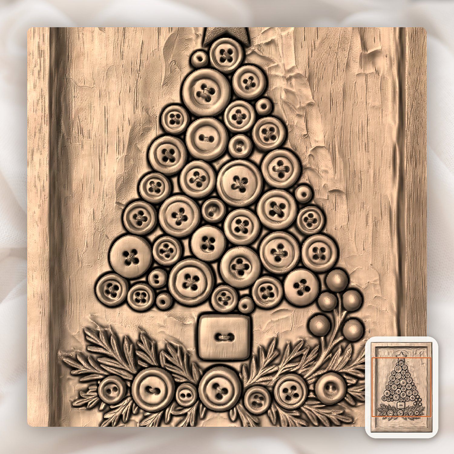Button Christmas Tree Decor CNC Relief STL bas-relief STL — view 7