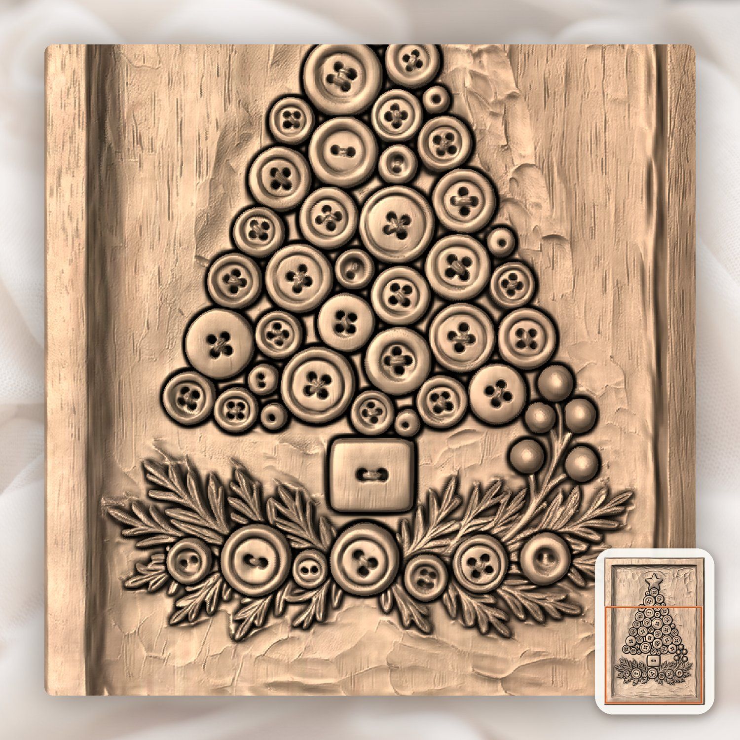 Button Christmas Tree Decor CNC Relief STL bas-relief STL — view 8
